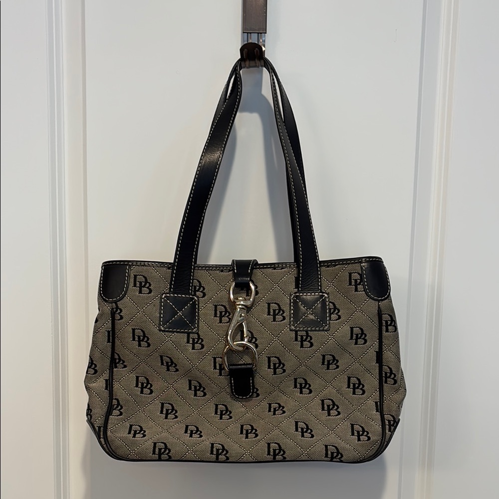 Dooney & Bourke Black and Tan Shoulder Bag with Monogram
